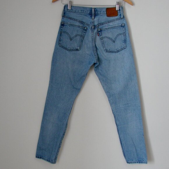 Levi's 501 Original Jeans Ankle Distressed Light Wash Button Front 25 - Picture 9 of 13